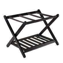 Black Folding Luggage Rack for Guest Room, Extra Wide Luggage Rack with Shoe Rack, Easy to Assemble, for Use in Bedrooms, Guest Rooms, Hotels Black