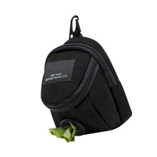 Dog Waste Bag Holder with Treats Pocket for Outdoor-Black