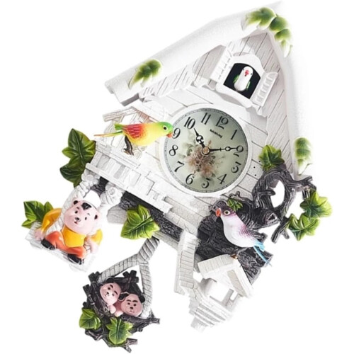 Cuckoo Clock Decorative Hanging Cuckoo Clock with Hourly Chirping (Khaki) 1
