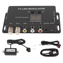 UHF Modulator TV Link Modulator Universal Composite AV To RF Coax Agile Modulator Compact RF Converter IR Extender Support PAL NTSC Adjustable Output