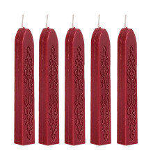 Pack of 5 Sealing Wax Colourful Candle Square Sealing Wax 5 Sticks Antique Seal for Letters Stick with Wick Wine Red