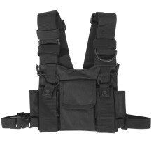Bezpečnostní vesta s vysílačkou, handsfree komunikace, plátěný nosič s elastickou smršťovací kapsou pro všechny velikosti, vhodné pro