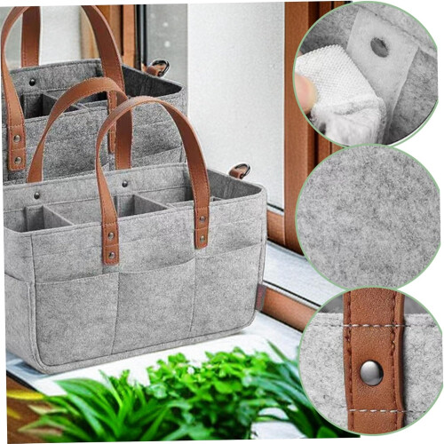 Nappy Caddy Organiser, Portable Nursery Caddy, Foldable Felt Bag, Grey Gray 2