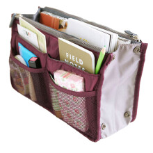 Organizador de Bolsa Portátil Feminino, Solução de Armazenamento de Grande Capacidade, 13 Bolsos Incluindo Compartimentos com Zíper, Alça de