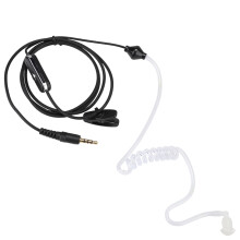 Surveillance Headset with Acoustic Tube for Walkie Talkies Hands-Free Radio Earpiece featuring Push To Talk Button and In-Line Microphone Compatible w