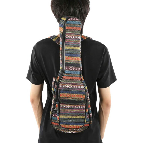 Ethnic Ukulele for 4 String Guitar, Thickened Cotton, Double Shoulder Strap Carrying 2