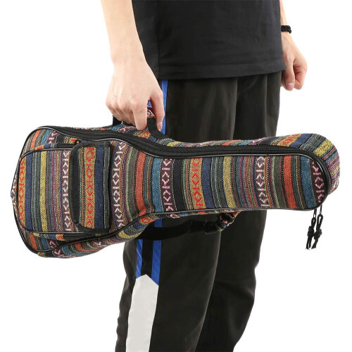 Ethnic Ukulele for 4 String Guitar, Thickened Cotton, Double Shoulder Strap Carrying 1