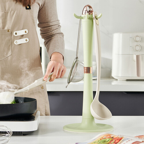 Rotatable Plastic Spoon and Spatula Holder with 360-bamboogreen 2