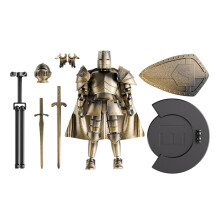 Medieval Action Figure FullBody Robot Warrior Figure with Movable Joints Desktop Display Toy for Night Yellow
