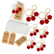 Pack of 10 Rose Keychain for Valentines Day Party Celebration