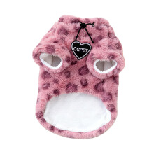 Easy to Wear Fleece Cats Apparel Leopards Pattern for Winter-L.