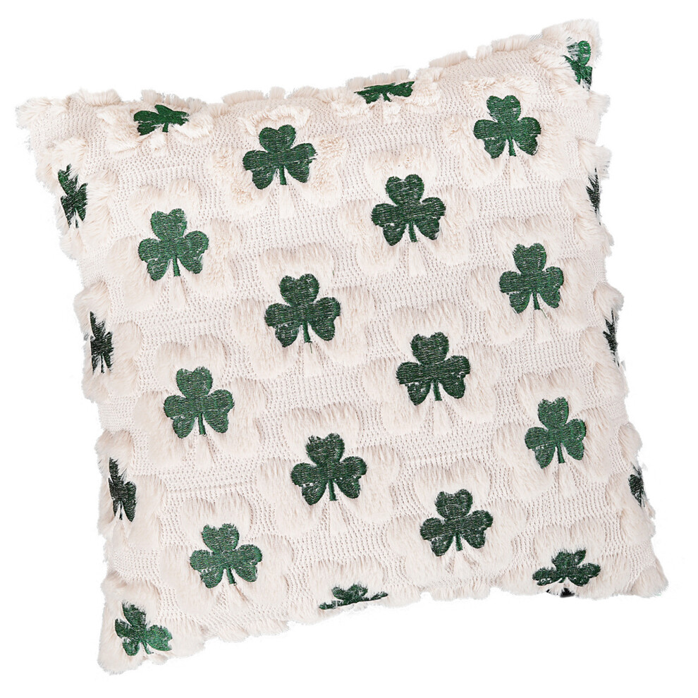 45x45cm Shamrock Plush Jacquard Cushion Cover Throw-BG