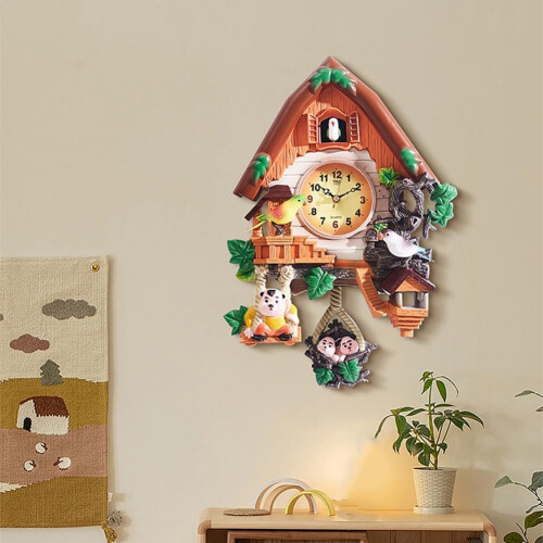 Cuckoo Clock for Wall, Traditional Forest Resin Bird Clock with Timer Function 1