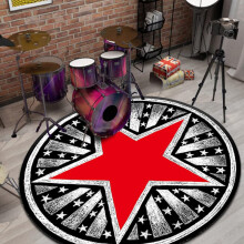 Round drum rugs, shockabsorbing music floor mats with star pattern, nonslip, thickened home drum carpet/B140cm.