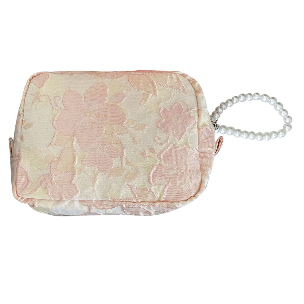 Portable EDC Sling Bag Inspired Makeup Bag, Cute Bear Pattern Cotton Cloth Cosmetic Organizer with Durable Zipper, Multi-Functional Storage for Travel