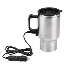 Czajnik elektryczny do użytku w podróży, podgrzewacz wody w samochodzie, 12V, 450ml, ze stali nierdzewnej, z konstrukcją z materiałów