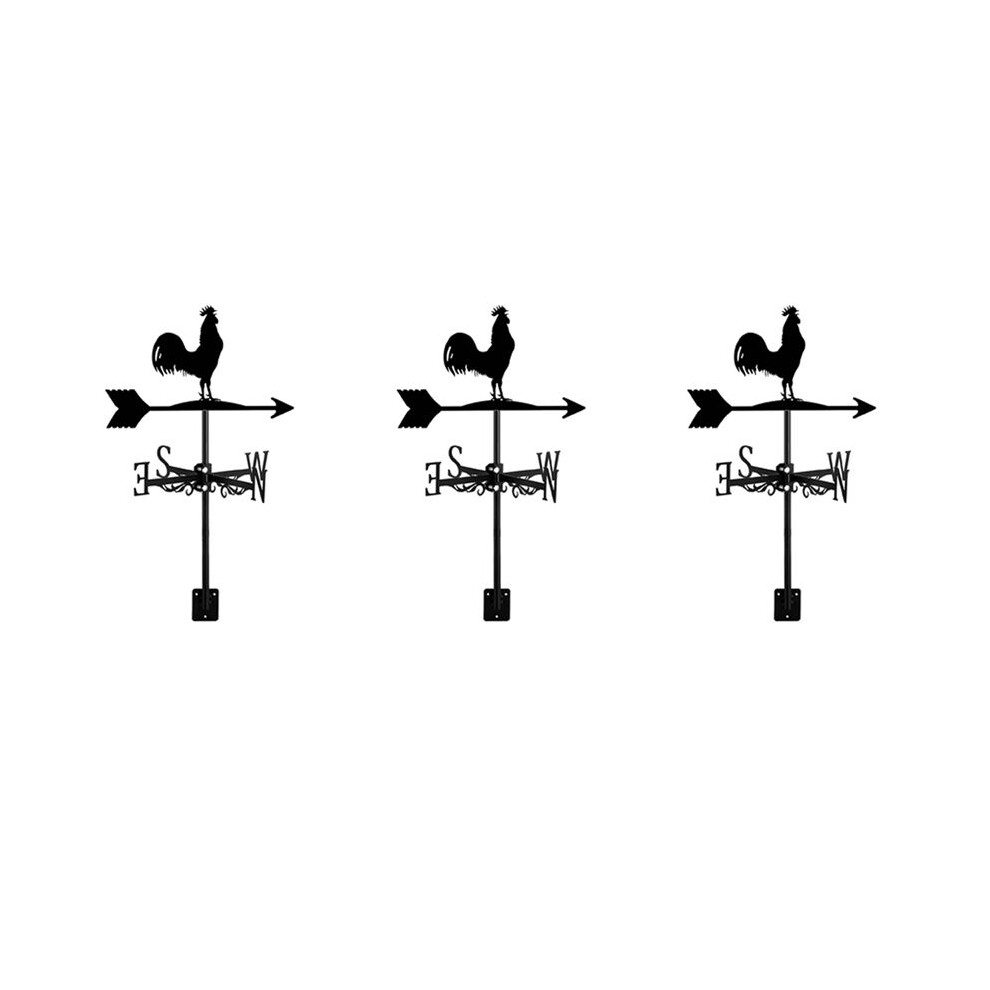 3X Weathervane With Animal Chickens Garden Stake Weather Vane Wind Direction Rooster Cockerel Ornament Art Craft 4712400000561