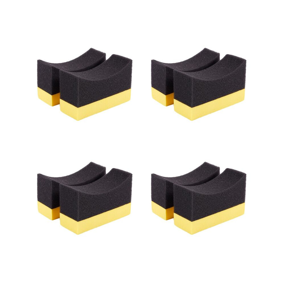 8X Contoured Auto Wheels Brush Sponge Tools Applicator Special For Tire Hub Cleaning Dressing Waxing Polishing Black 4712778480323