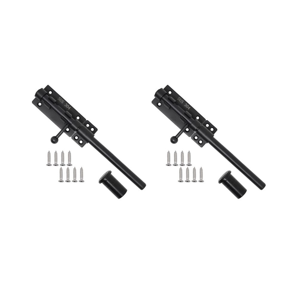 2X Heavy Duty Slide Bolt Gate Latch With A Padlock, Horizontal Bolt Latch Floor Latch Hardware (Black,10 Inch) 4712297812193