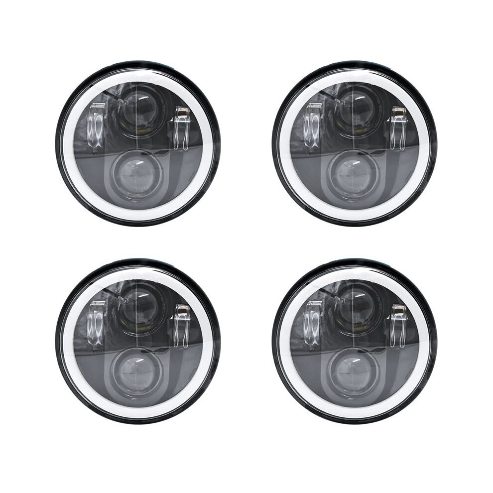 4Pcs 5.75 Led Headlight, 5-3/4 Motorcycle Headlight With Halo Drl For Harley Sportster Iron 883 Dyna Street Bob White 4713889814908