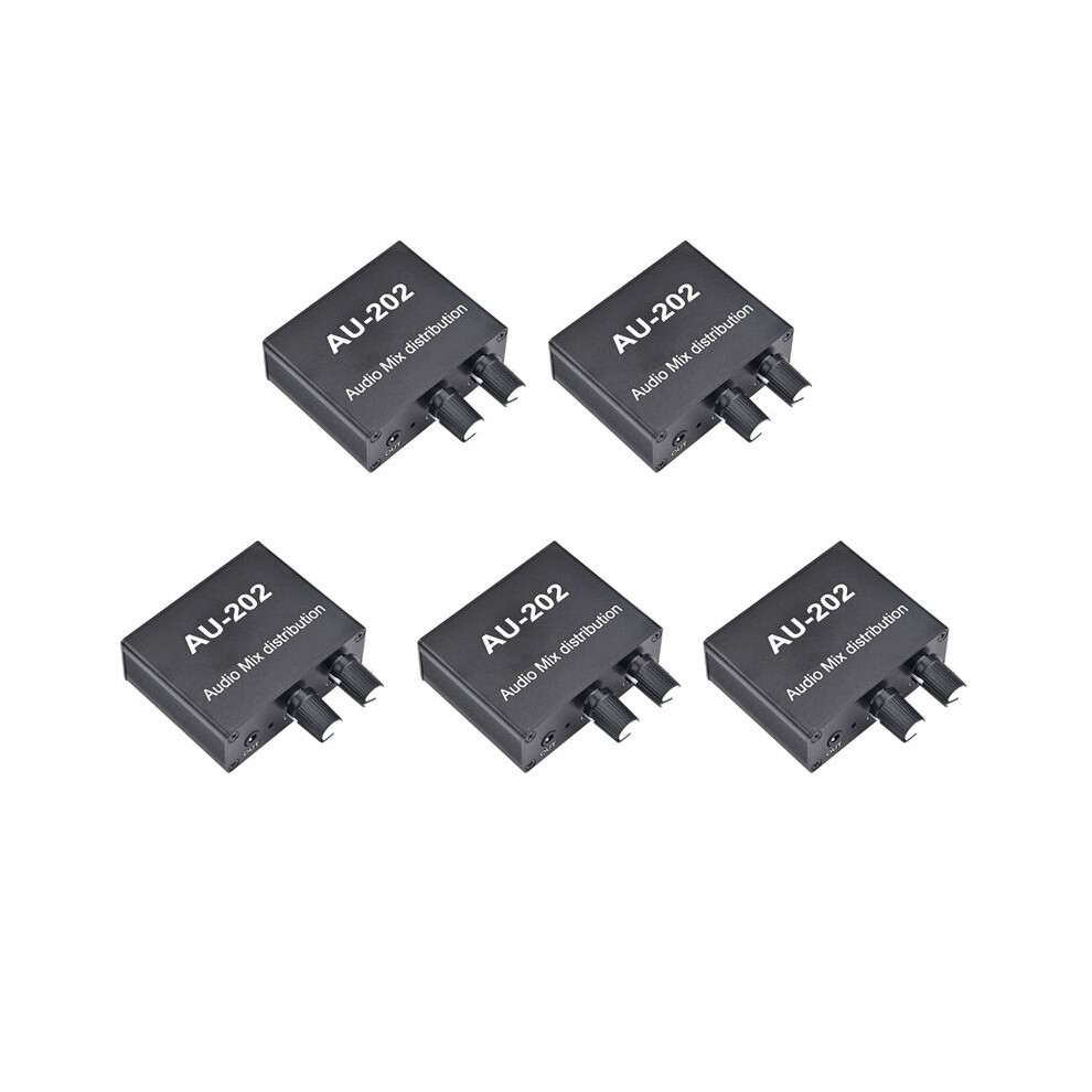 5X Au-202 2 Input 2 Output Stereo Mixer Audio Distributor For Headphone External Power Amp Volume Alone Control 4712319098307
