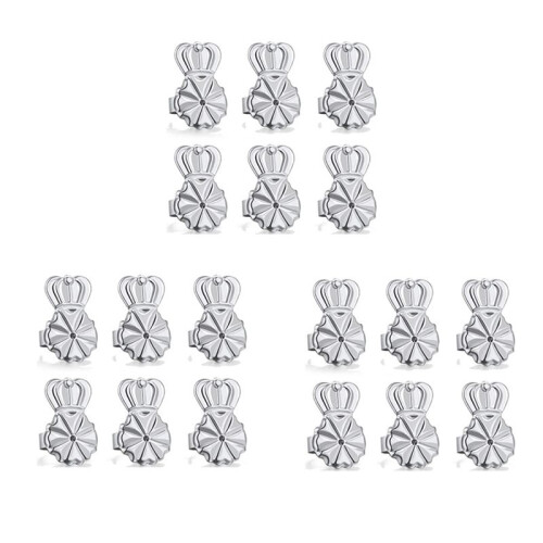 9-Pairs Earring Backs, Earring Backs Lifter para Heavy Earrings, Adjustable Hypoallergenic Secure Earring Backs(Prata)