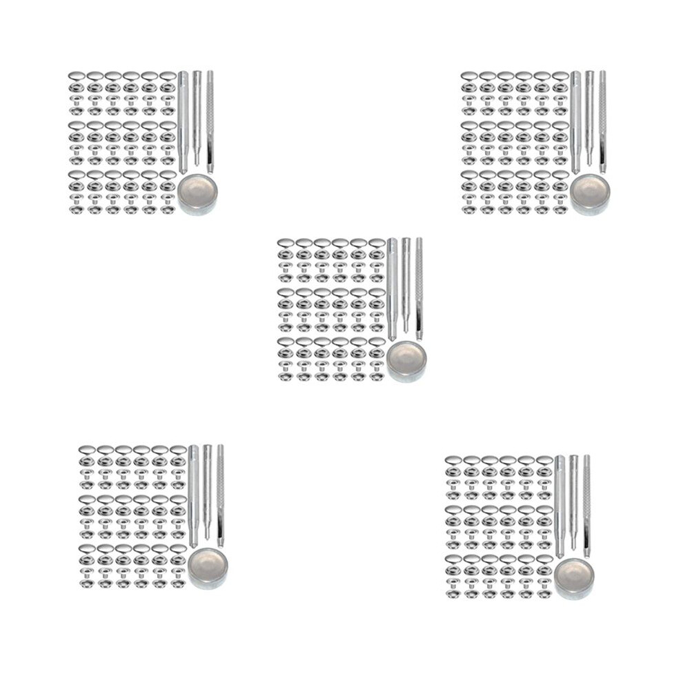 360Pcs 15Mm Stainless Steel Fastener Snap Press Stud Button For Marine Boat Canvas With Punching Set Tool Kit Silver 4711833081543