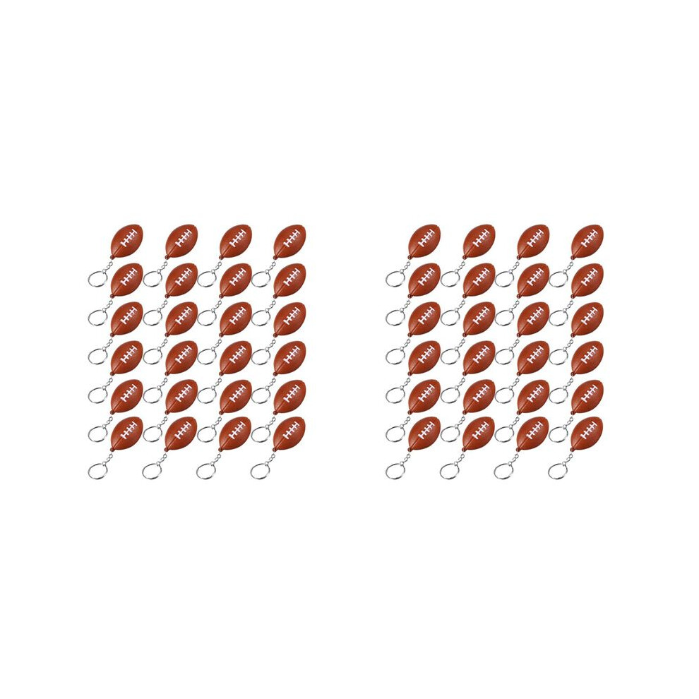 48 Pack Football Keychains,Mini Rugby Stress Ball Keychains,Sports Ball Keychains,School Carnival Reward for Boy Girls