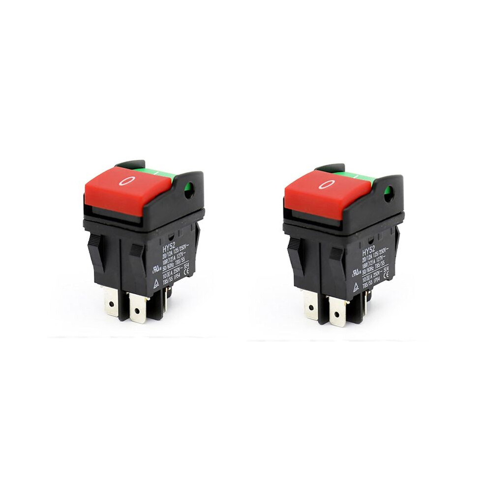 2X Industrial Electric Push Button Switches,Hy52 Push Button For Mechanical Device Switch 4 Pins With Light 125/250 V 4712102011612