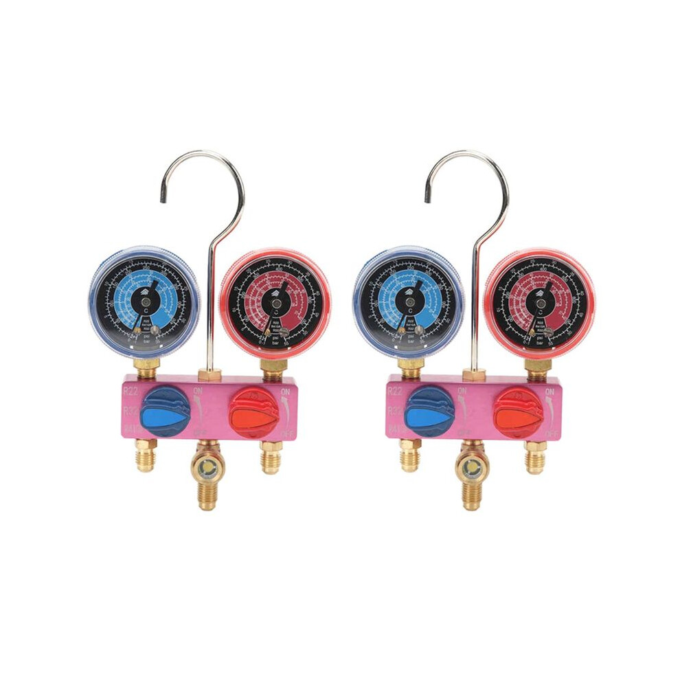 2X Hs-M02 Refrigerant Diagnostic Manifold Gauge G1/4 Condition Manometer Pressure Gauge Refrigeration For R22/32/R410a 4711177894748