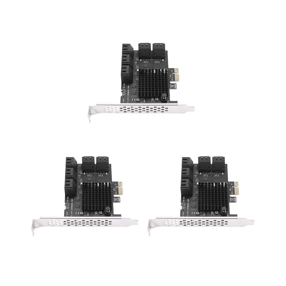3X 10 Port Sata 3.0 To Pcie X1 Expansion Card Pci Express Sata Adapter Sata3 6G Converter With Heatsink For Windows 4713635662319