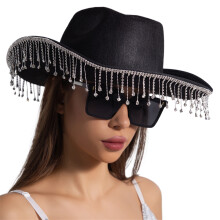 Chapeau Ă franges en strass pour femmes, chapeau de-Style 19