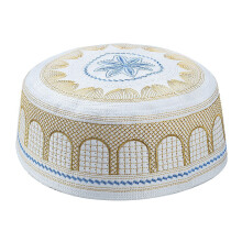 Chapeau de prière élégant en coton brodé pour-jaune 54 à 56cm