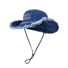 Chapeau de soleil en détresse, chapeau de pêcheur-Bleu jean