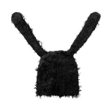 Chapeau sans bords avec oreilles d'anime tissé à la main,-Noir