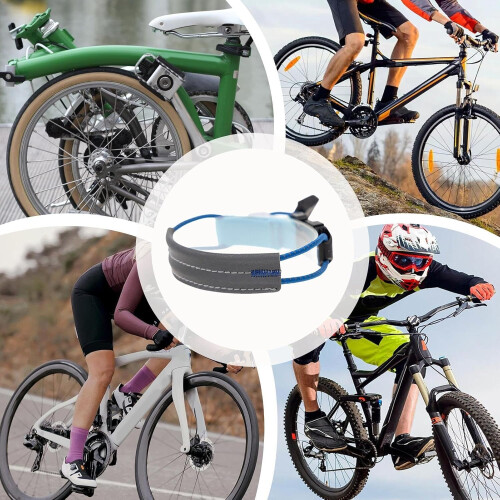 Reflective ankle bands for cycling, reflective belt  Adjustable elastic straps  light blue 2