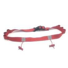 Running Number Belt with Elastic Gel Loop and Reflective Strip for Runners, Cyclists, Triathletes, Red, red