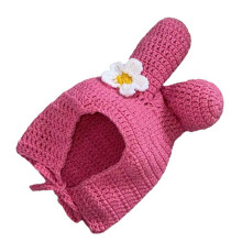 Chapeau confortable avec oreilles de lapin,-rose rouge