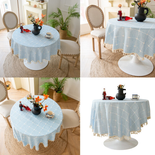 Sustainable Round Tablecloth Hard Wearing Polyester Cotton-bg 1