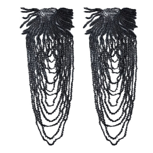 Decorative Fringe with Sequins and Beads for Craft-Black