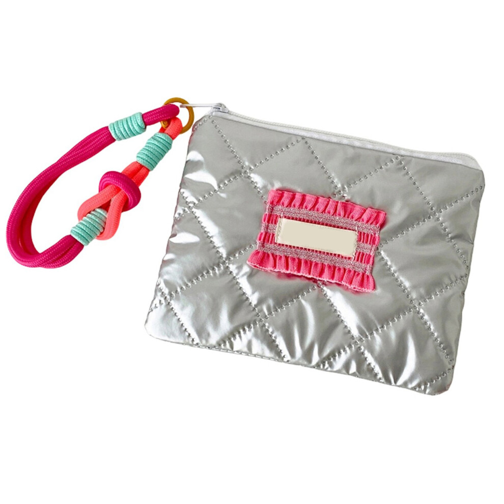 Elegant Envelope Cosmetic Bag Silver Embossed Designs-rose red