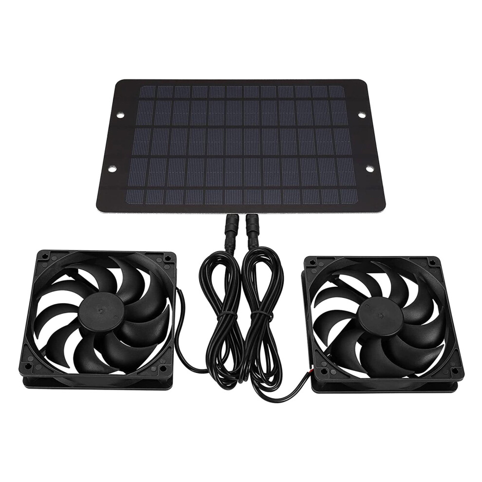 10W 12V Solar Exhaust Fan Mini Ventilator Solar Panel-2 Fans 7696001341568