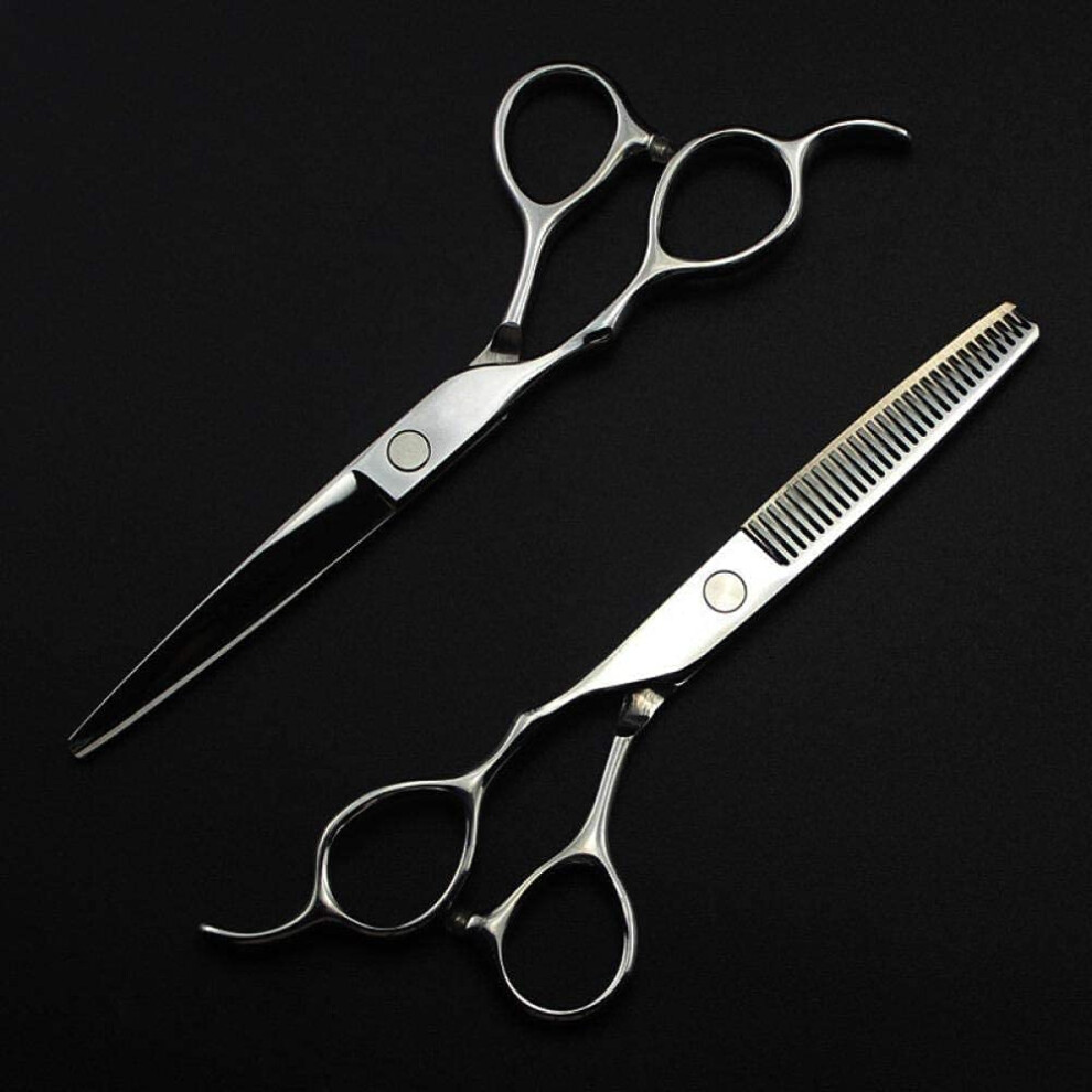 Silver 5 Colors 440C Lefthanded 6Inch Hair Scissors Set, Hair Cutting Shears, Hairdressing Thinning Scissors, Professional Haircut Scissors, Set