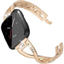 Pulseira de aço inoxidável para Fitbit Versa, compatível com Fitbit Versa, design Viking com nó celta, pulseira de metal elegante com strass