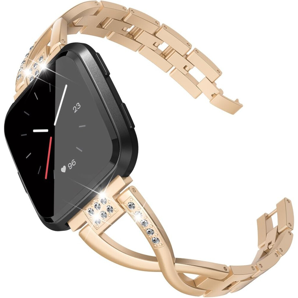 Stainless Steel Watch Band For Fitbit Versa, Compatible With Fitbit Versa Viking Celtic Knot Design, Dressy Metal Strap With Sparkling Rhinestones, To 9486358098295