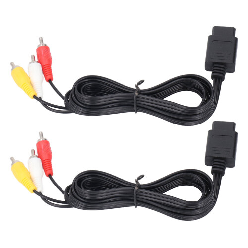 Cabo AV com entrada RCA, conectores com código de cores, instalação rápida e fácil, compatível com Super Nintendo SNES e GameCube. 1