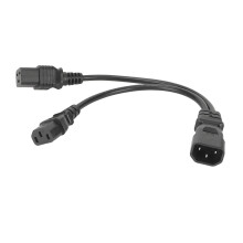 Prodlužovací kabel IEC320C14-C13 s odolným nehořlavým pláštěm, 2cestný rozbočovač napájecího kabelu pro počítačové monitory a