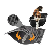 Cat litter mat – Honeycomb design, doublelayered, waterproof and urineresistant material, easy to clean, litter control 58*75cm Black
