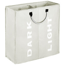Organizador de roupa dobrável, cesto de roupa suja dobrável de grande capacidade com 2 compartimentos para separar roupas claras e escuras, tecido