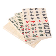 Family Leisure Mahjong Tiles, Household Hand Mahjong Set, Dormitory Mahjong Game, 144Piece Chinese Mahjong in Pink and White, 26mm Tiles.